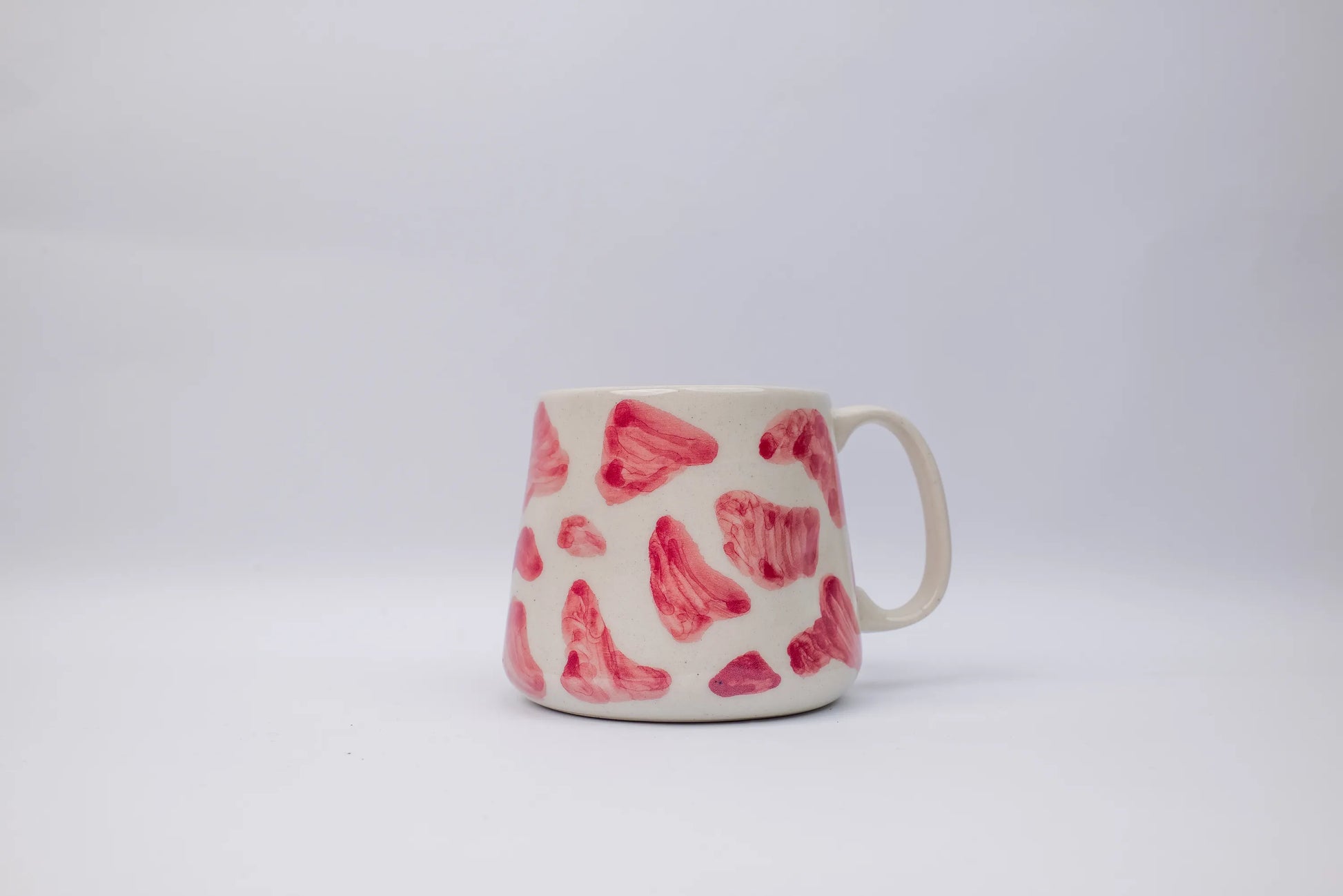 Red Print Mug with Plate – Handmade Ceramic Coffee Mug