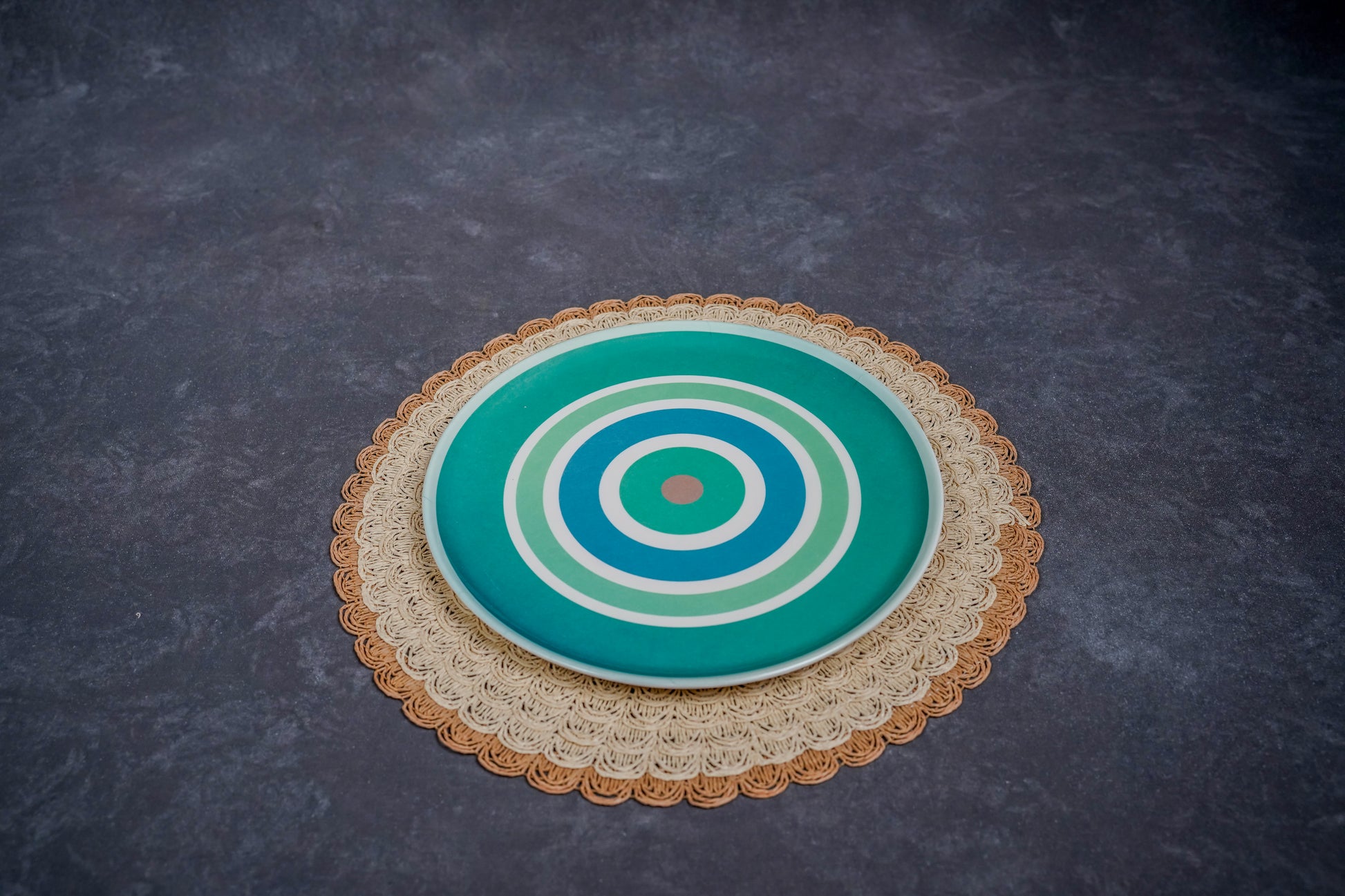 Circle Pattern Melamine Plates – Modern  pack of 12