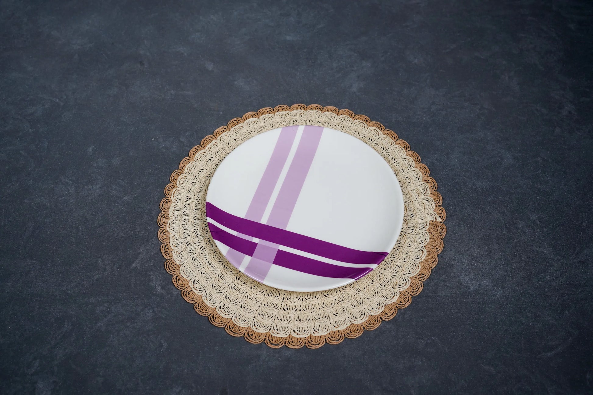 Purple Stripe Melamine Plates – Stylish Dinnerware, pack of 12 plates