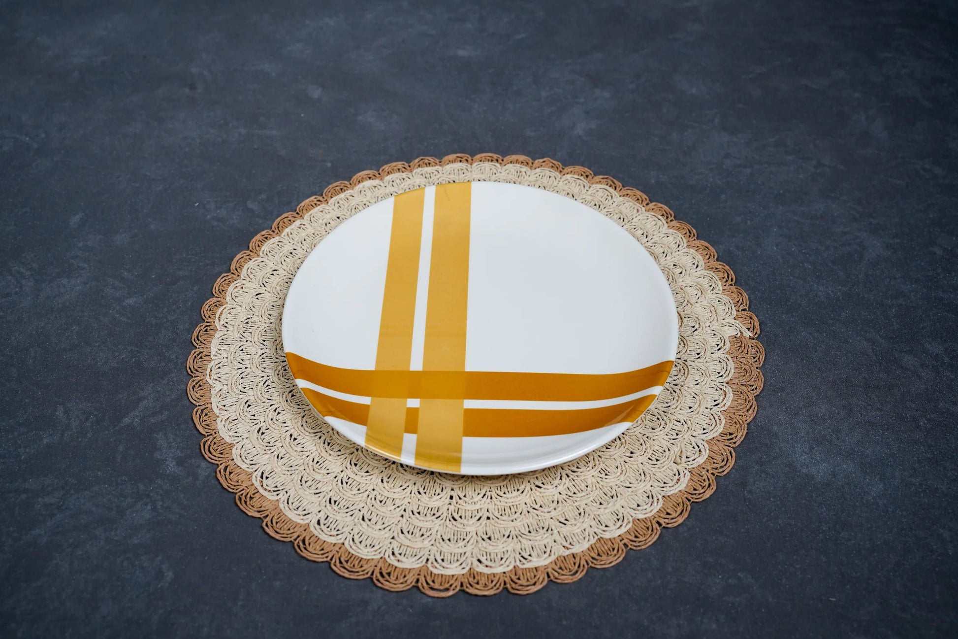 Yellow Line Melamine Plates –  pack of 12 Plates