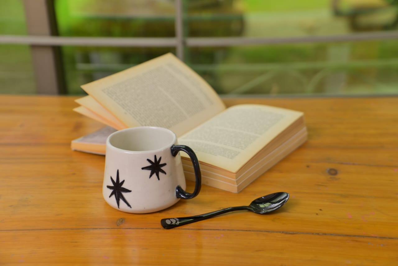 Handcrafted Black Flower Ceramic Mug – Tea & Coffee Mug