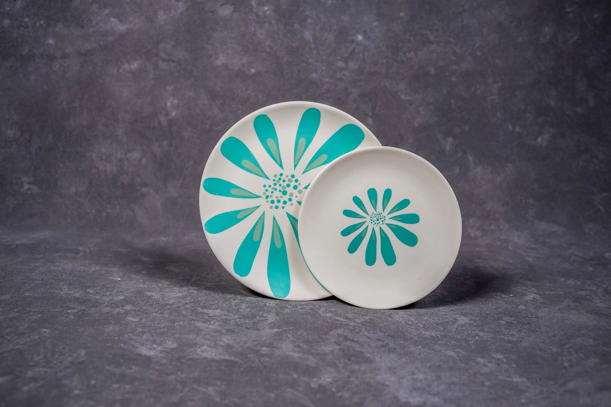 Green Flower Melamine Plates –  pack of 12 plates