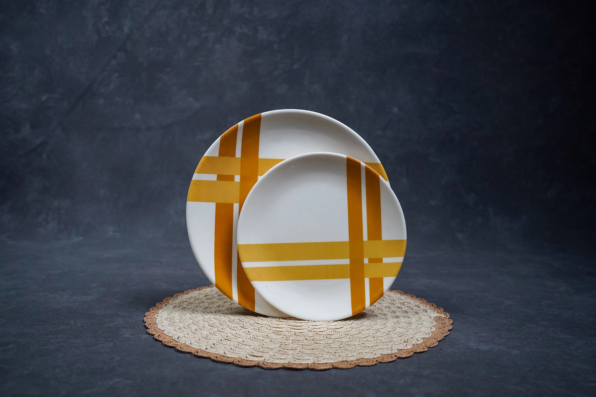 Yellow Line Melamine Plates –  pack of 12 Plates