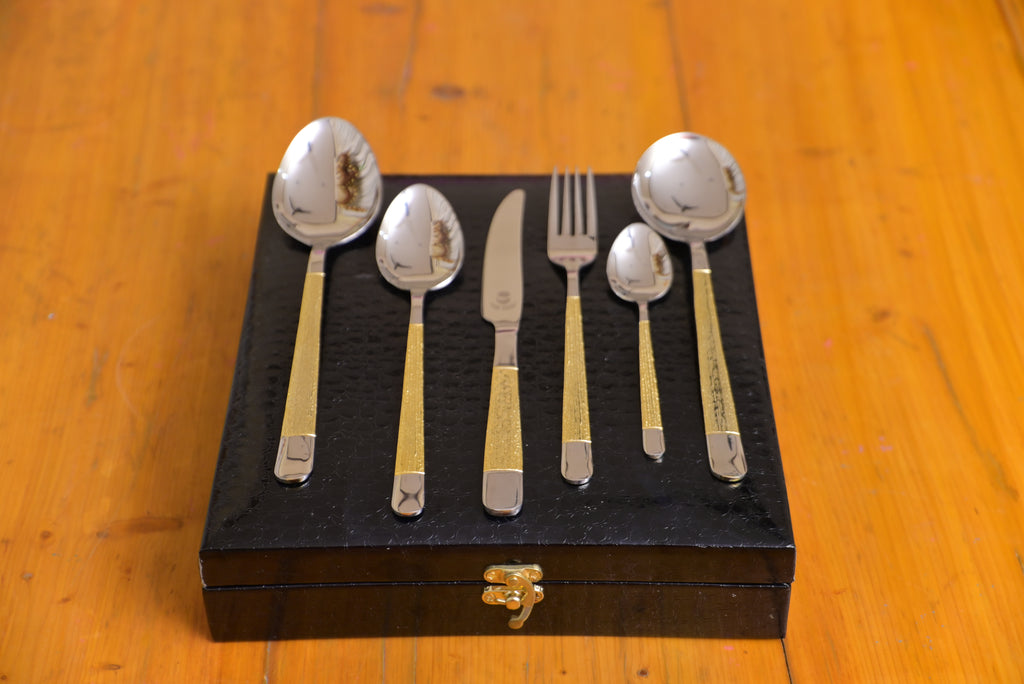 Gold steel cutlery set – Modern Dining Utensils