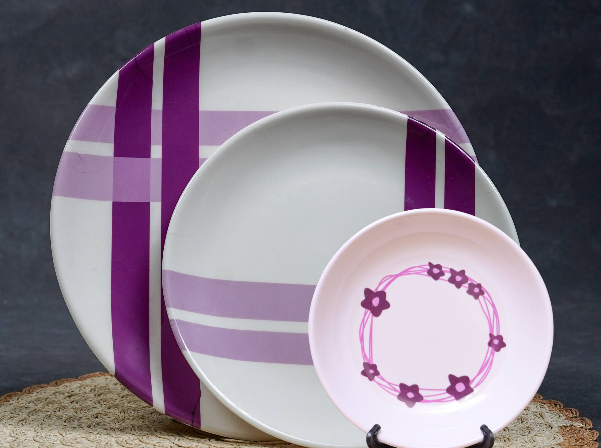 Purple Stripe Melamine Plates – Stylish Dinnerware,