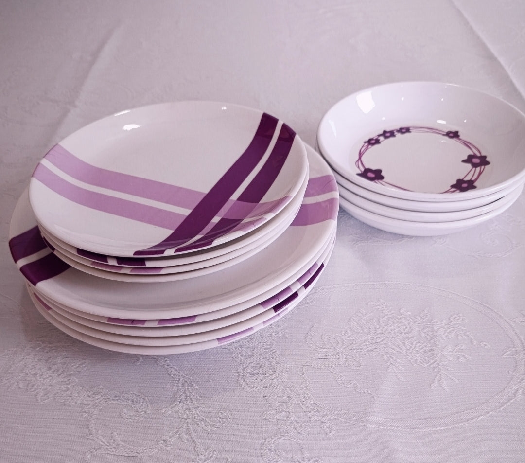 Purple Stripe Melamine Plates,18 plates set in only 6999