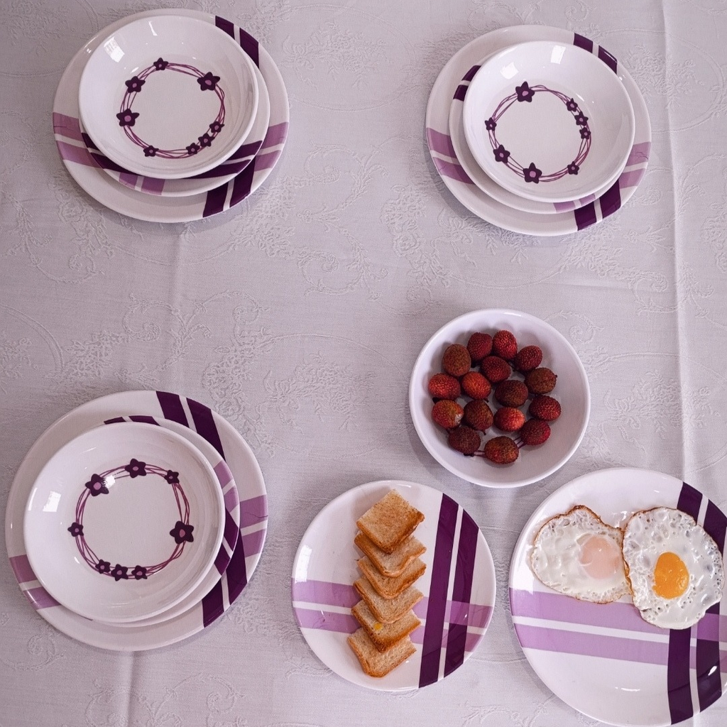Purple Stripe Melamine Plates,18 plates set in only 6999